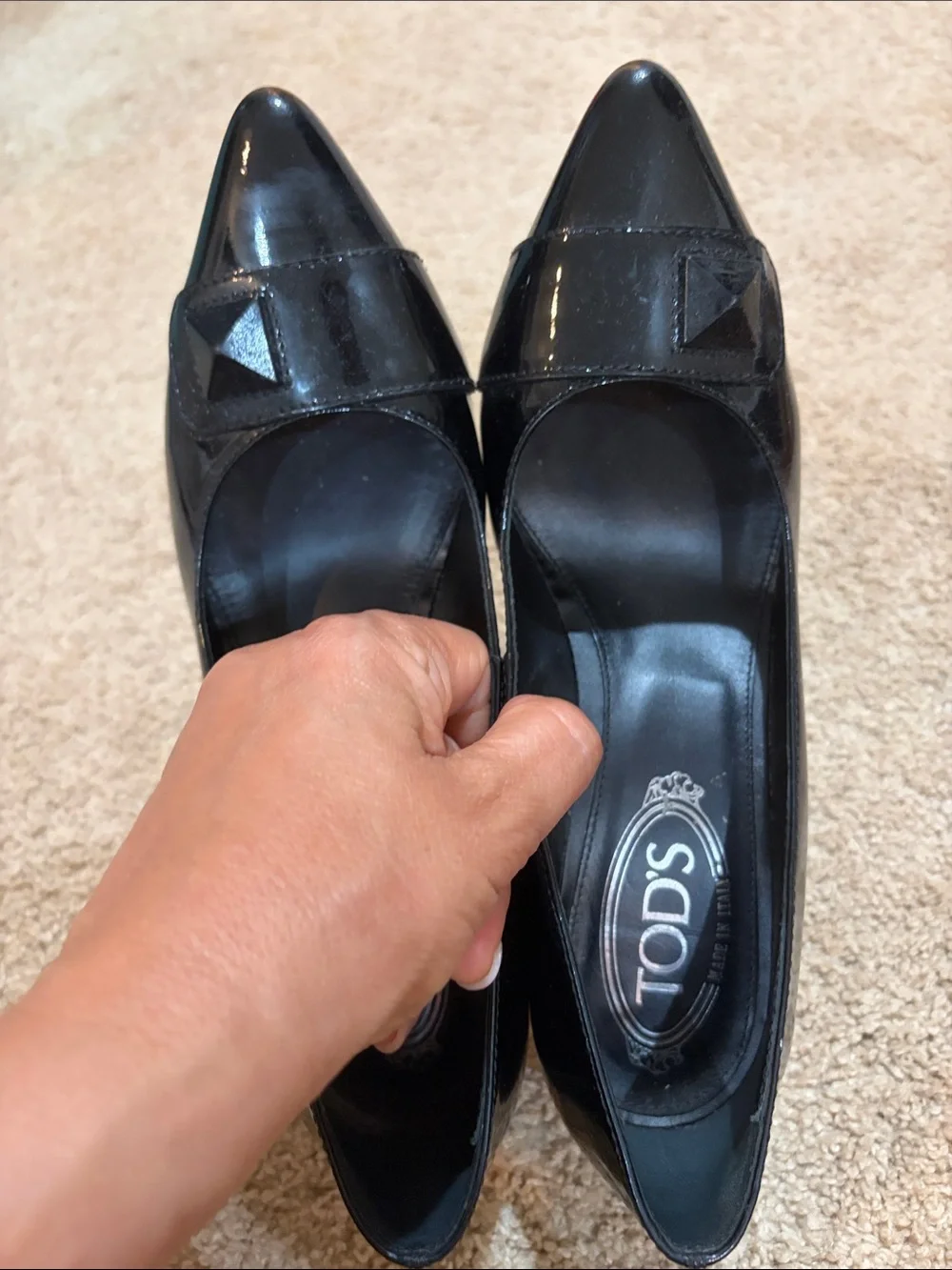 Tod's Black Patent Leather Pointed Ballet Pump